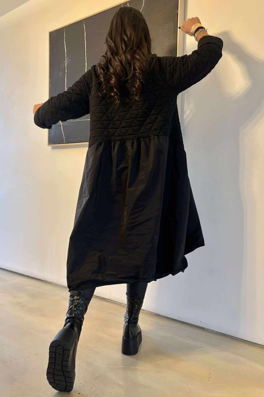 Oscar Leni Smock Dress Black